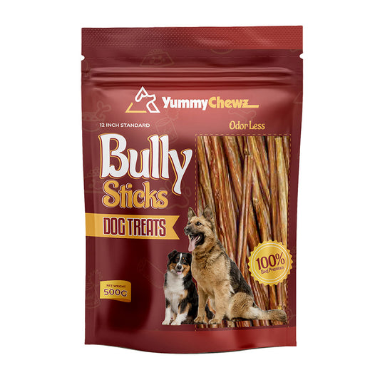 12 Inch Standard Organic Bully Sticks Odor-Free for Dogs - Yummy Chewz