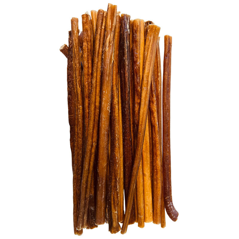 12 Inch Thin Organic Bully Sticks Odor-Free for Dogs - Yummy Chewz