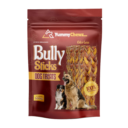 6 Inch Braided Bully Sticks Pack