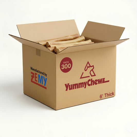 Wholesale 6-Inch Thick Odor-Free Organic Best Bully Sticks - 300 Count Bulk Pack