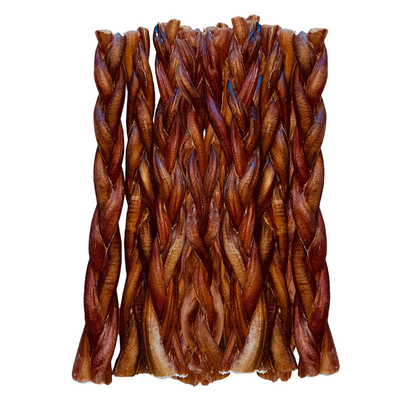7-8 Inch Braided Organic Bully Sticks Odor-Free for Dogs - Yummy Chewz